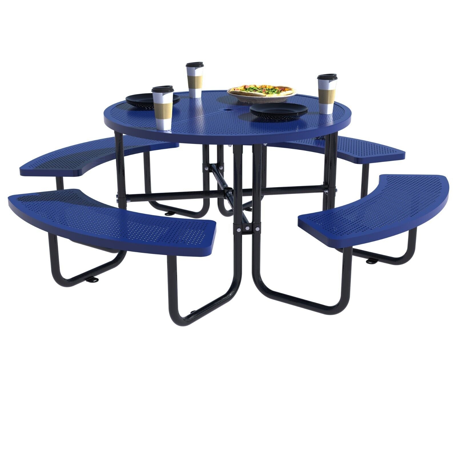 46 inch Expanded Metal Round Picnic Table (Blue)