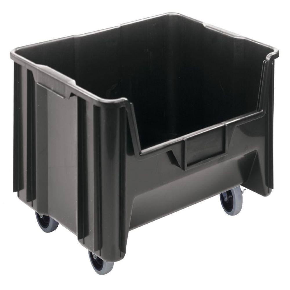 QUANTUM STORAGE SYSTEMS Heavy-Duty Giant Stack Mobile 16-Gal. Storage Tote in Black (3-Pack) QGH705MOBBK