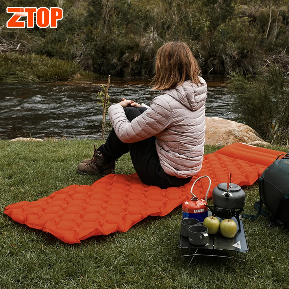 Wholesale Double Built in Inflator Outdoor Camping Hiking Automatic Inflatable Sleeping Pad For Heavy People