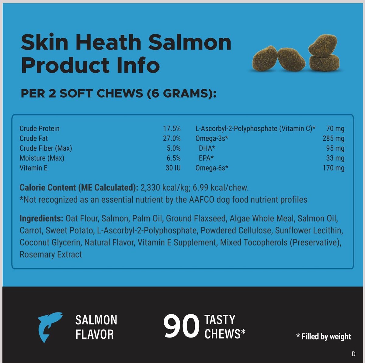 PetHonesty Skin Health Salmon Salmon Flavored Soft Chews Skin and Coat Supplement for Dogs