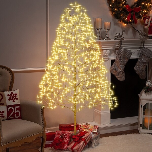 3Piece Charming Christmas Light Tree 4FT and 5FT and 6FT，Lighted Christmas Tree，Artificial Xmas Tree for Decoration