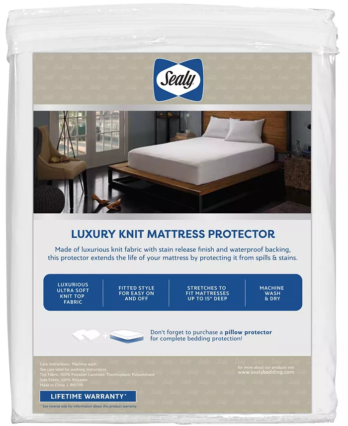 Sealy Luxury Knit Fitted Mattress Protector， Twin