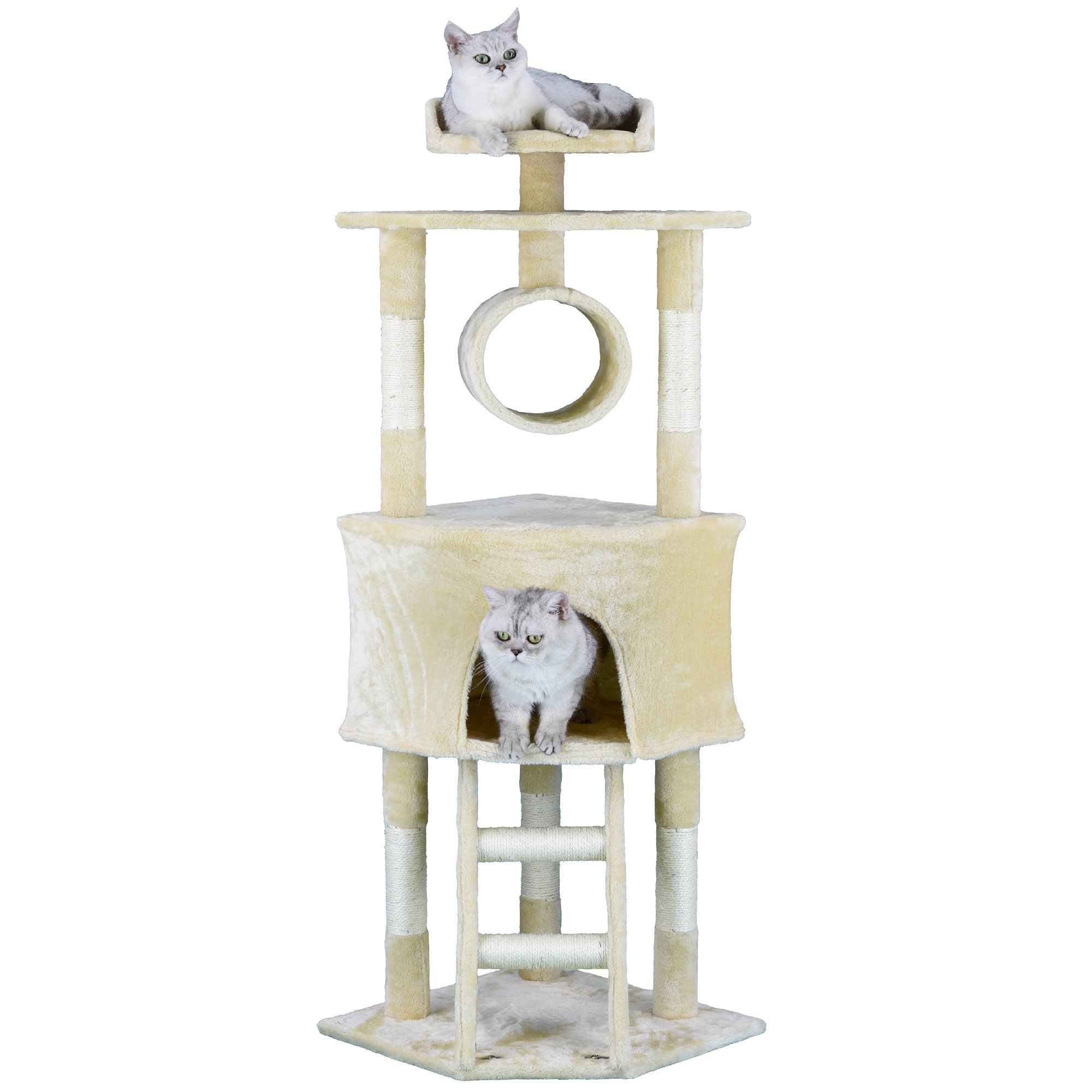 Go Pet Club Economical Beige Cat Tree with Sisal Covered Posts， 56.5