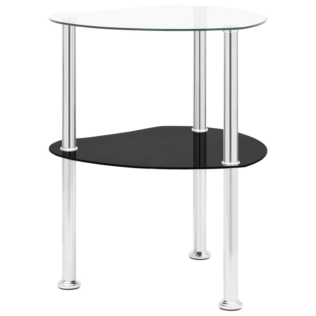 2-Tier Side Table Transparent and Black 15