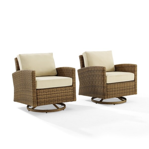 Crosley Bradenton 2Pc Outdoor Wicker Swivel Rocker Chair Set