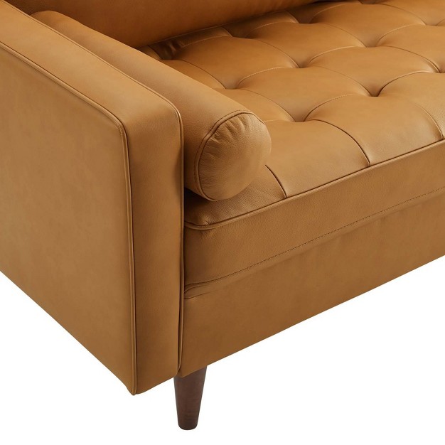 Valour Leather Sofa Tan Modway