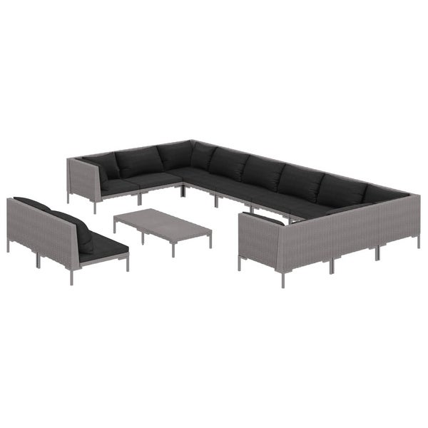 13 Piece Patio Lounge Set with Cushions Poly Rattan Dark Gray