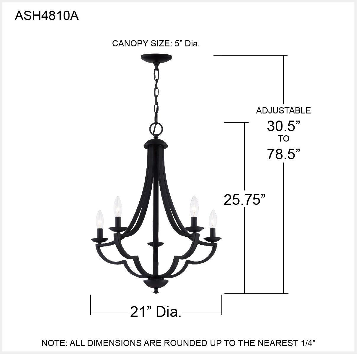 Ashley Harbour Northridge 5-Light Matte Black Chandelier