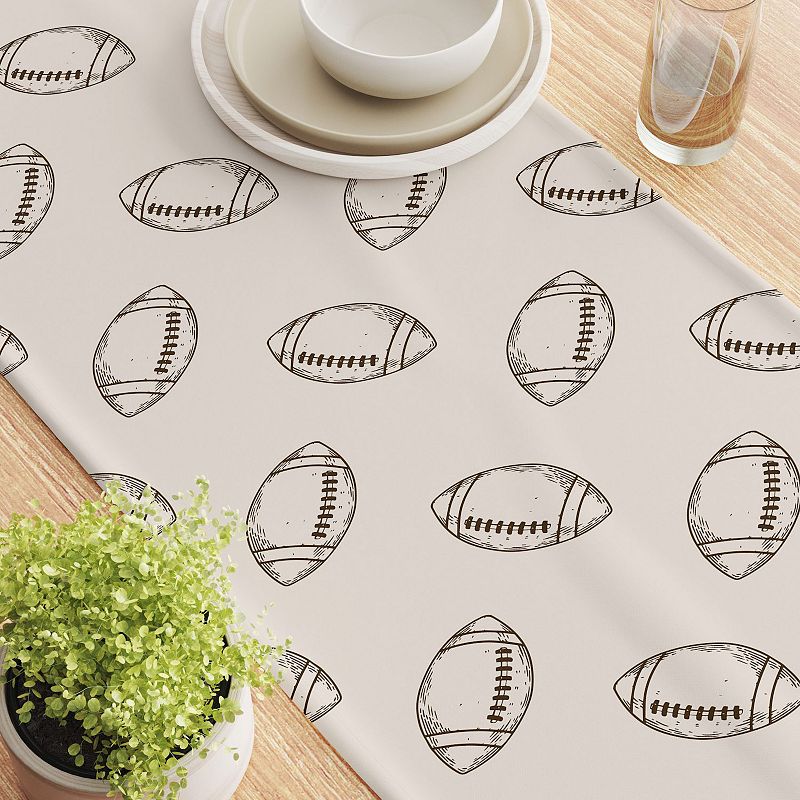 Table Runner， 100% Cotton， 16x90， Football Sketch