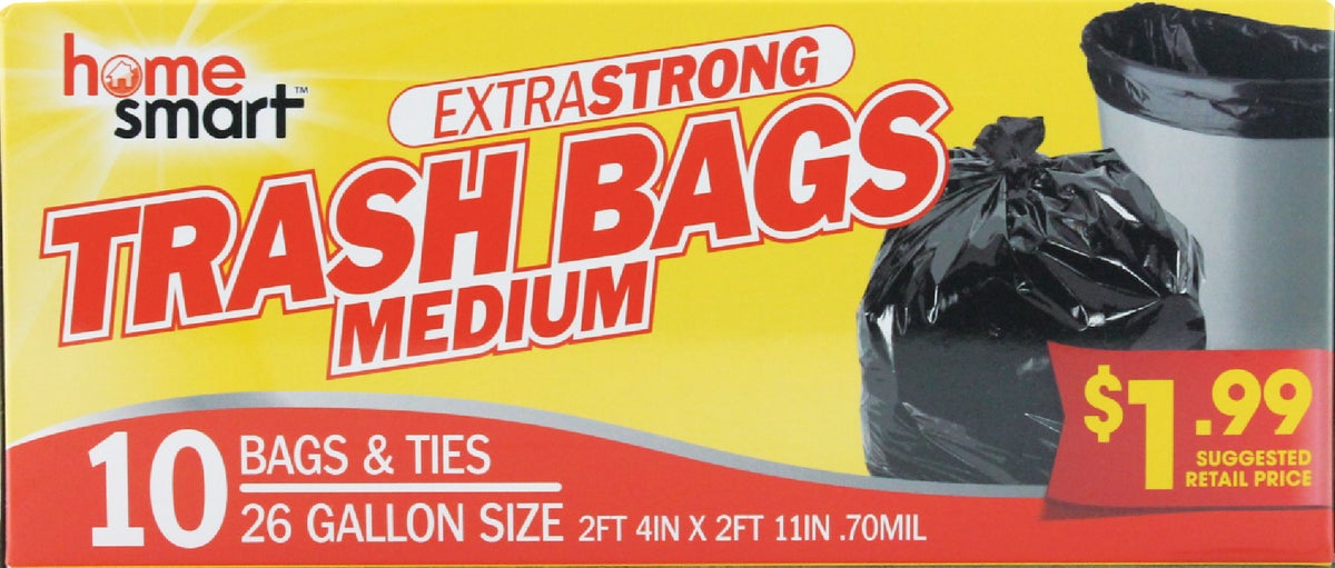 Home Smart Trash Bag 26 Gal. Black (Pack of 12)