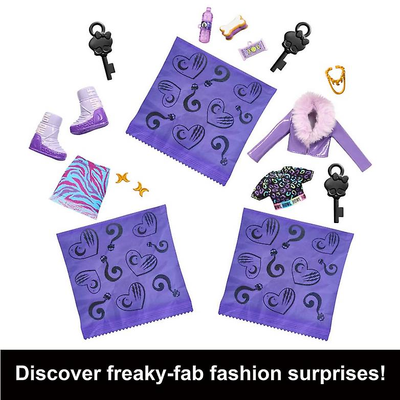 Monster high doll and fashion set， clawdeen wolf with dress-up locker 19+ surprises