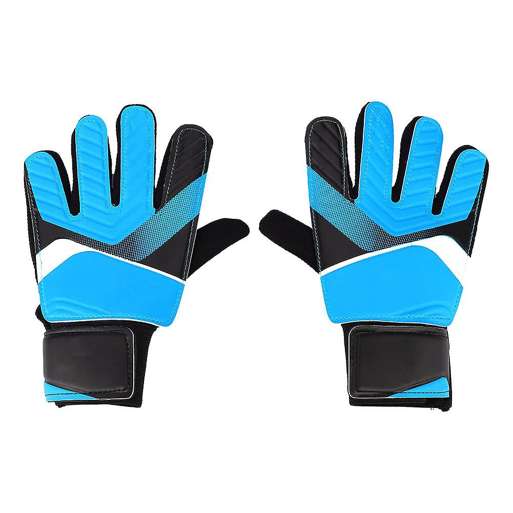 Kids Children Goalkeeper Glove Non Slip Latex Soccer Finger Gloves(blue S)