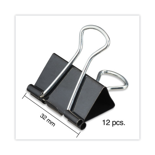 Universal Binder Clips， Medium， Black/Silver， 12/Box (10210)