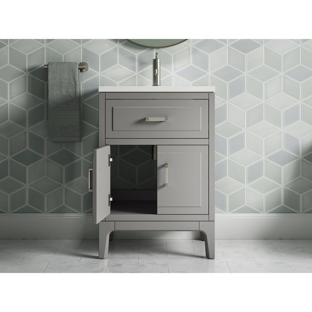 KOHLER Seer 24.125 in. W x 18.0625 in. D x 35.8125 in. H Bathroom Vanity in Mohair Grey with Quartz Top K-33551-ASB-1WT