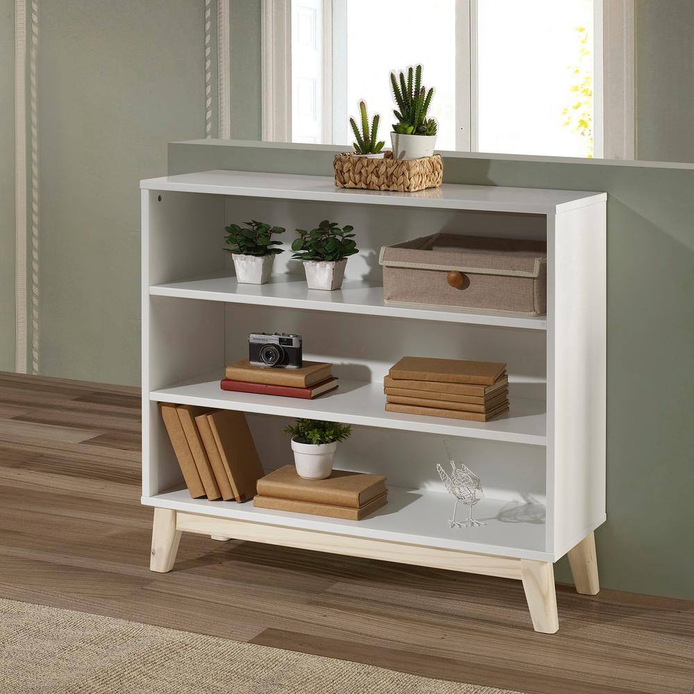 Alaterre Furniture MOD 34 in. H White Under Window 3-Shelf Bookcase AJMD0420WH