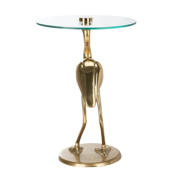 SAFAVIEH Tori Crane Base Accent Table - Gold / Glass - 14.5