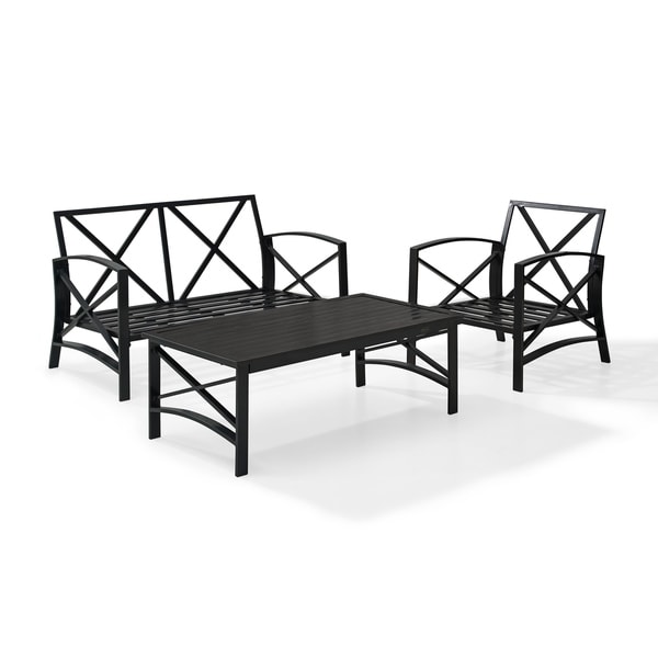 Crosley Kaplan 3 Pc Outdoor Loveseat Patio Furntiure Set