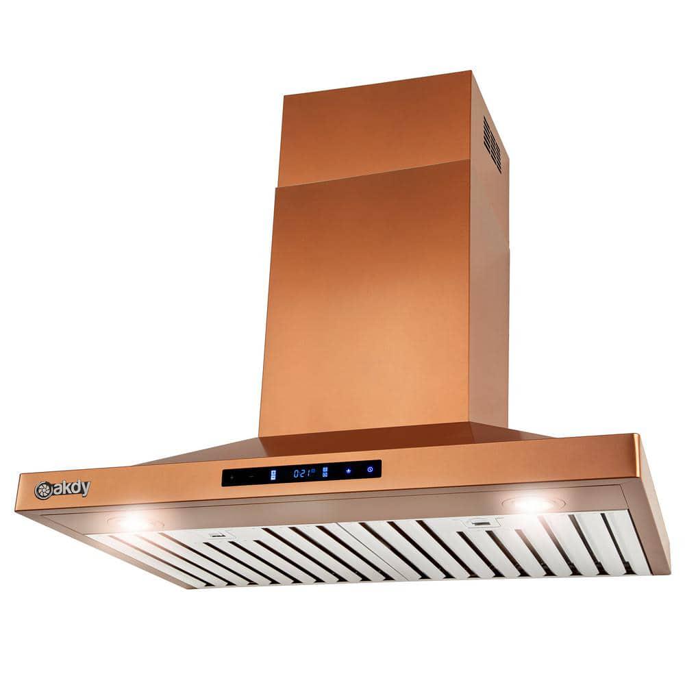 AKDY 30 in Convertible Wall Mount Copper Stainless Steel Kitchen Range Hood with Touch Panel