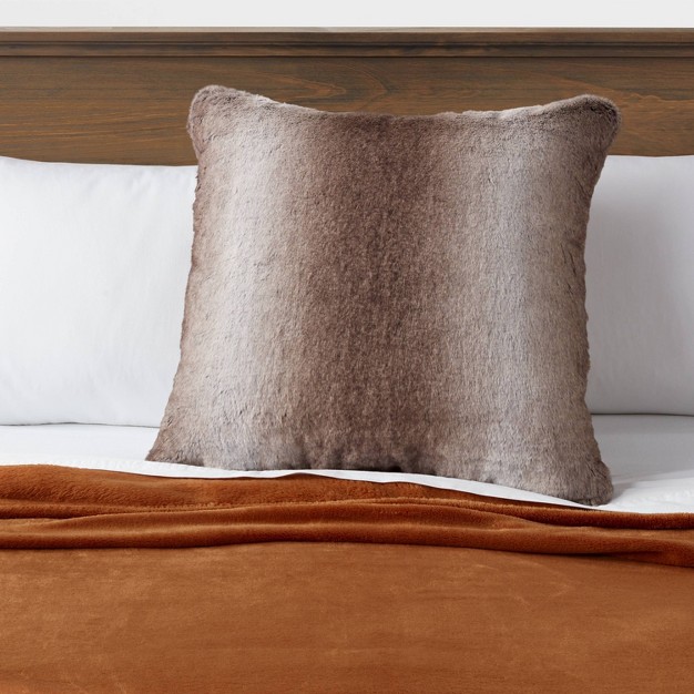 Neutral Faux Fur Throw Pillow