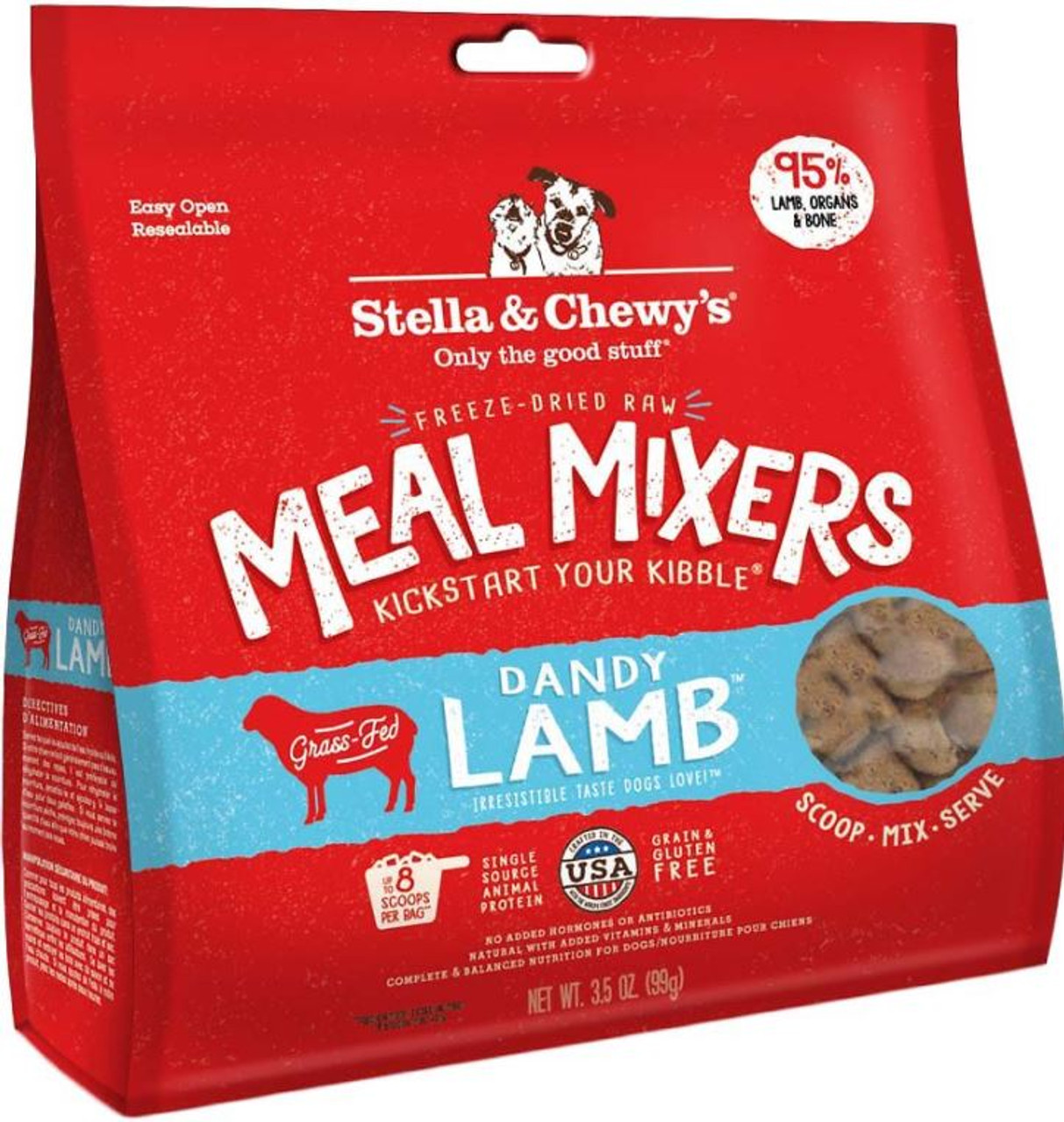 Stella and Chewy's Freeze-Dried Raw Dandy Lamb Meal Mixers Dog Food Topper， 3.5 Oz.