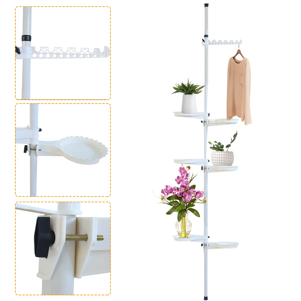 WUZSTAR 7-Layer Indoor Plant Stands, Steel Tube Floral Pot Display Rack,Flowers Hanging Rack Rod, Height Adjustable