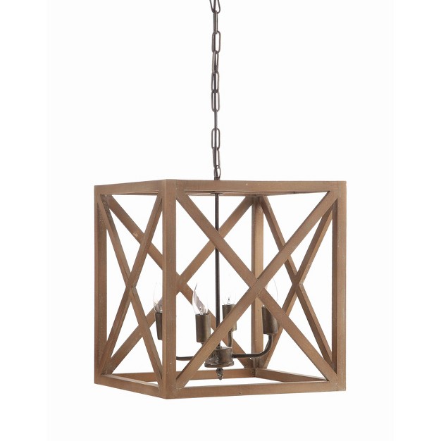 Metal wood Chandelier Natural Brown Storied Home