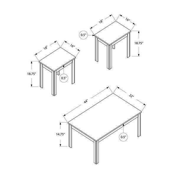 HomeRoots Cappuccino Table Set - 3Pcs Set - 44 x 22 x 14.75