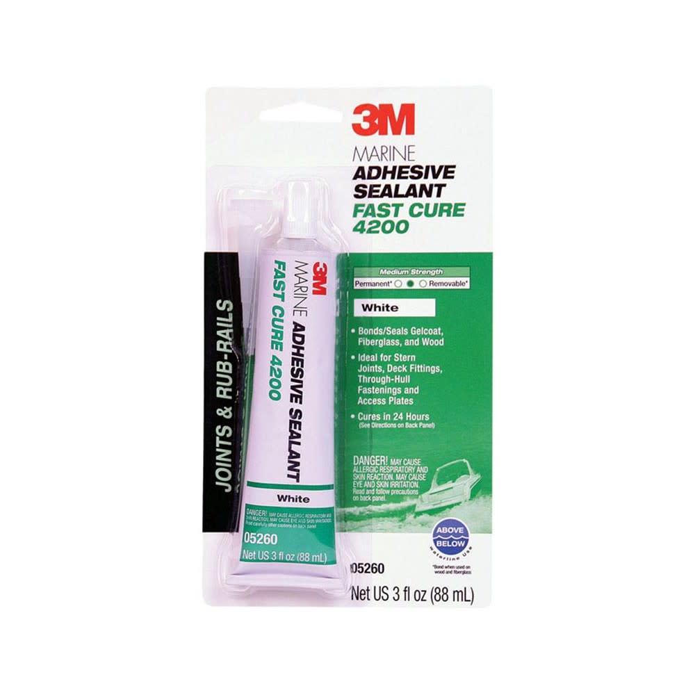 3M 3oz White Fast Cure 4200FC Series Marine Adhesive Sealant ;