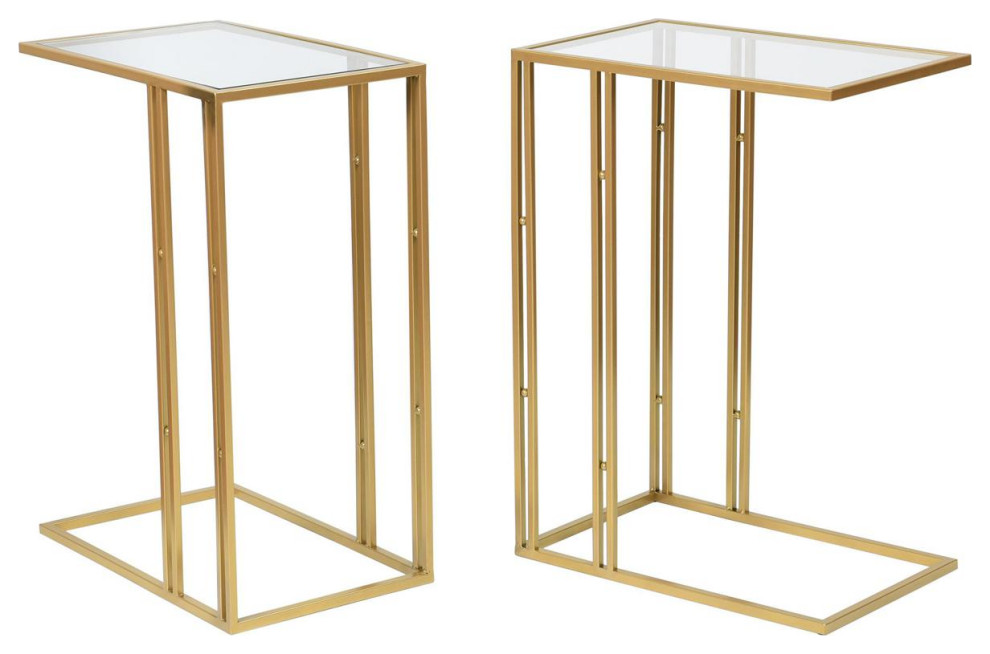 Antique Gold End or Side Table  Clear Glass   Contemporary   Side Tables And End Tables   by Lighting New York  Houzz