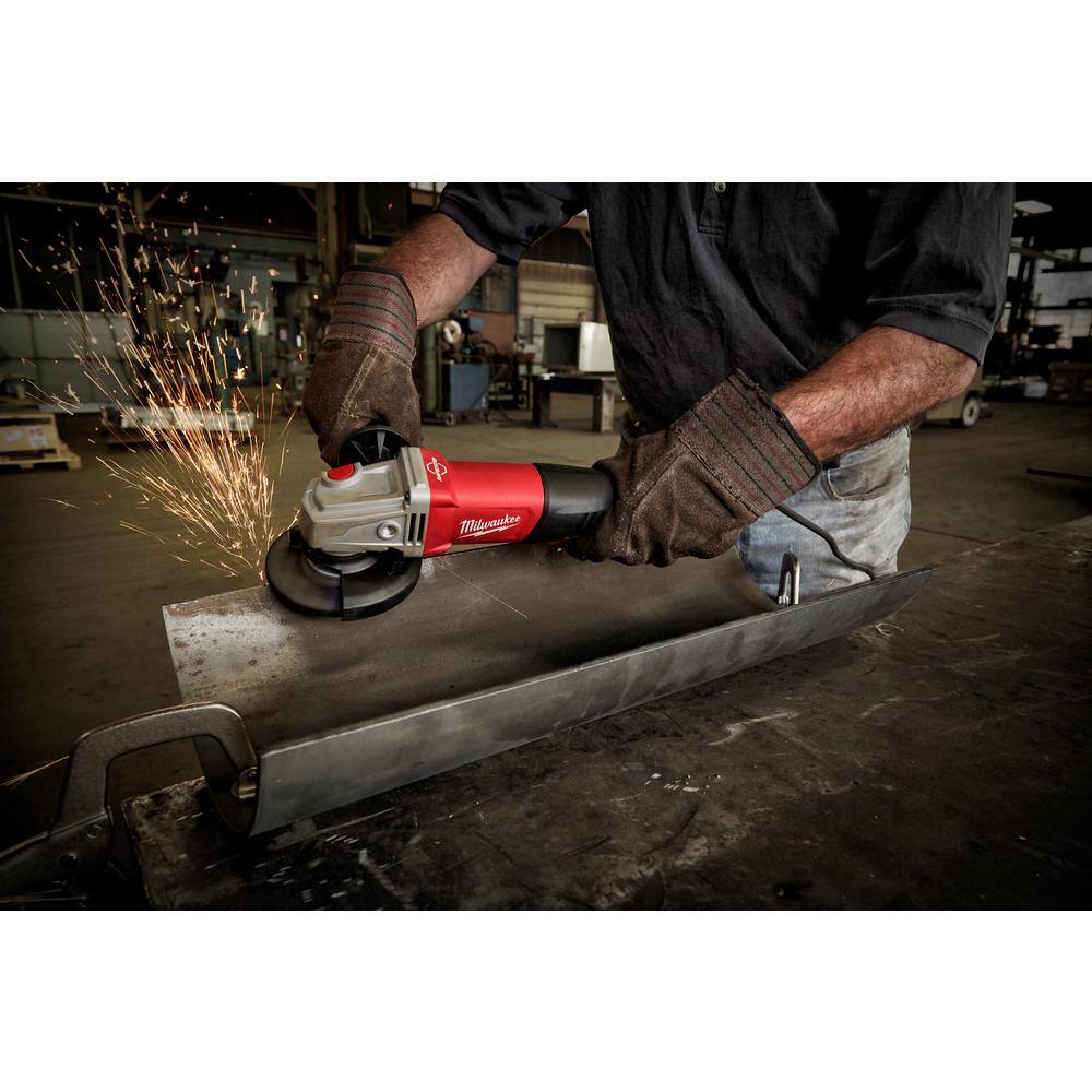 MW 11 Amp Corded 4-12 in. or 5 in. Braking Small Angle Grinder Paddle with No-Lock 6143-31