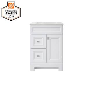 Home Decorators Collection Sedgewood 24.5 in. W x 18.8 in. D x 34.4 in. H Freestanding Bath Vanity in White with Arctic Solid Surface Top PPLNKWHT24D