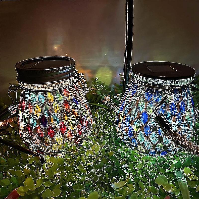 Mosaic Glass Solar Garden Lanterns，outdoor Table ，landscape Path Hanging Lights，waterproof Solar Ni