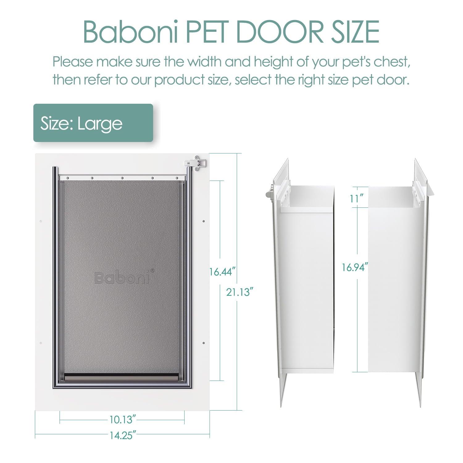 Baboni Pet Door for Wall， Steel Frame and Telescoping Tunnel for Dog -Large