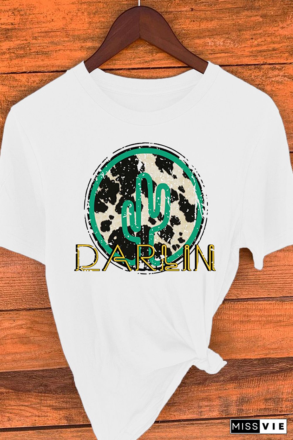 Darlin Print Graphic Tees for Women Wholesale Short Sleeve T shirts Top