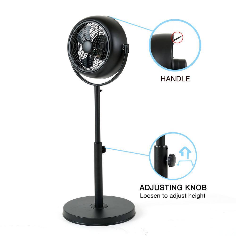 Tidoin 36 in. H 3 Fan Speeds Pedistal Fan in Black with Adjustable Height DHS-YDW1-196