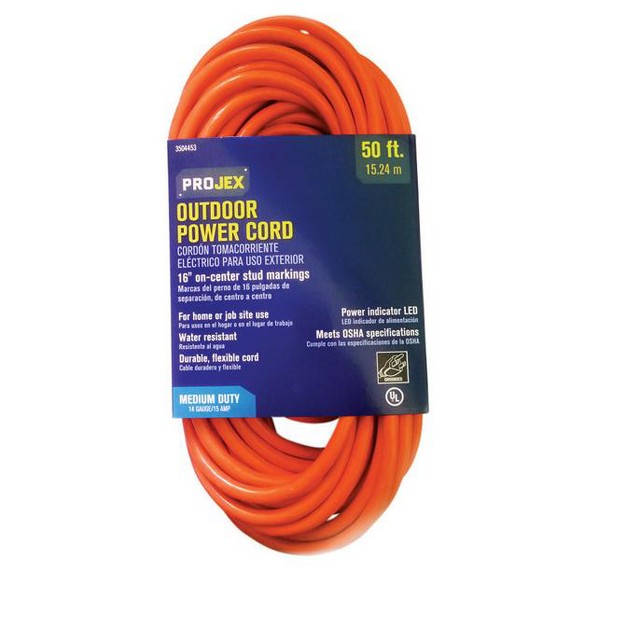 Projex Outdoor 50 Ft L Orange Extension Cord 14 3 Sjtw