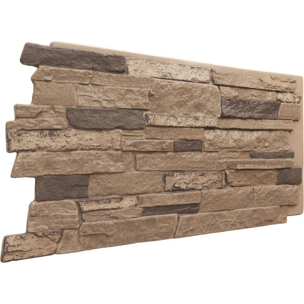 Ekena Millwork 49 in. x 25-12 in. Acadia Ledge Stacked Stone StoneWall Faux Stone Siding Panel PNU24X48ALSR