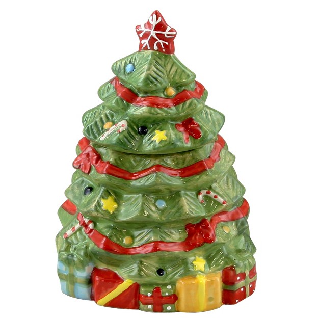 Gibson Home Mirthful Treats 7 9in Hand Painted Stoneware Christmas Tree Cookie Jar