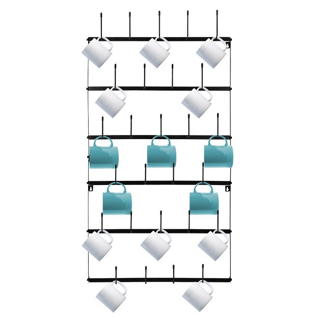 Sorbus 6 tier Wall Mounted Metal Mug Holder Rack Display Organizer For Coffee Mugs Tea Cups Mason Jars And More Holds 27 Mugs