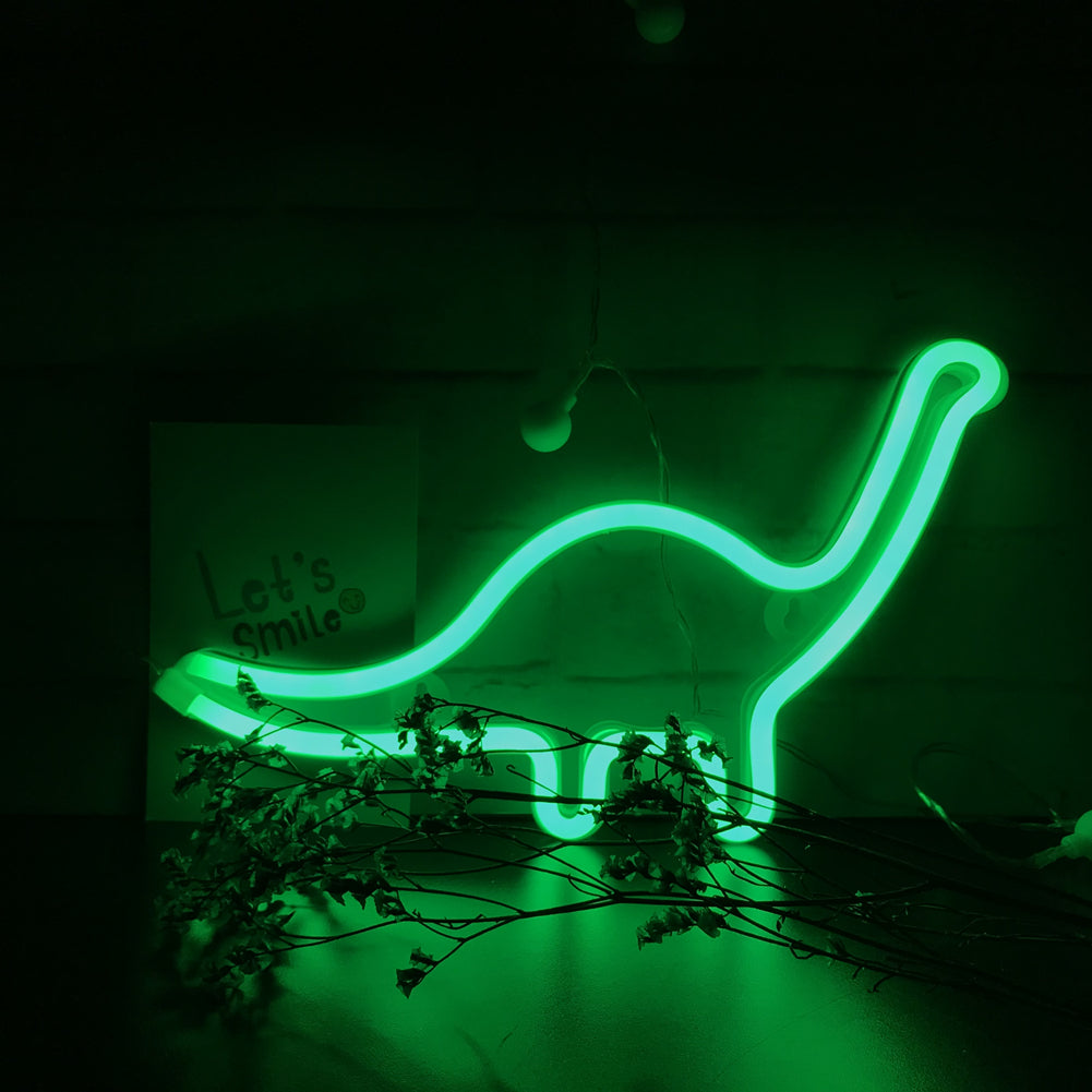 Decorqiao Cute Dinosaur Night Light for Kids Gift's LED Dinosaur Neon Signs Dino Lamp for Wall Decor Bedroom Decorations Home Party Holiday Decor Battery or USB Operated Table Night Light Signs