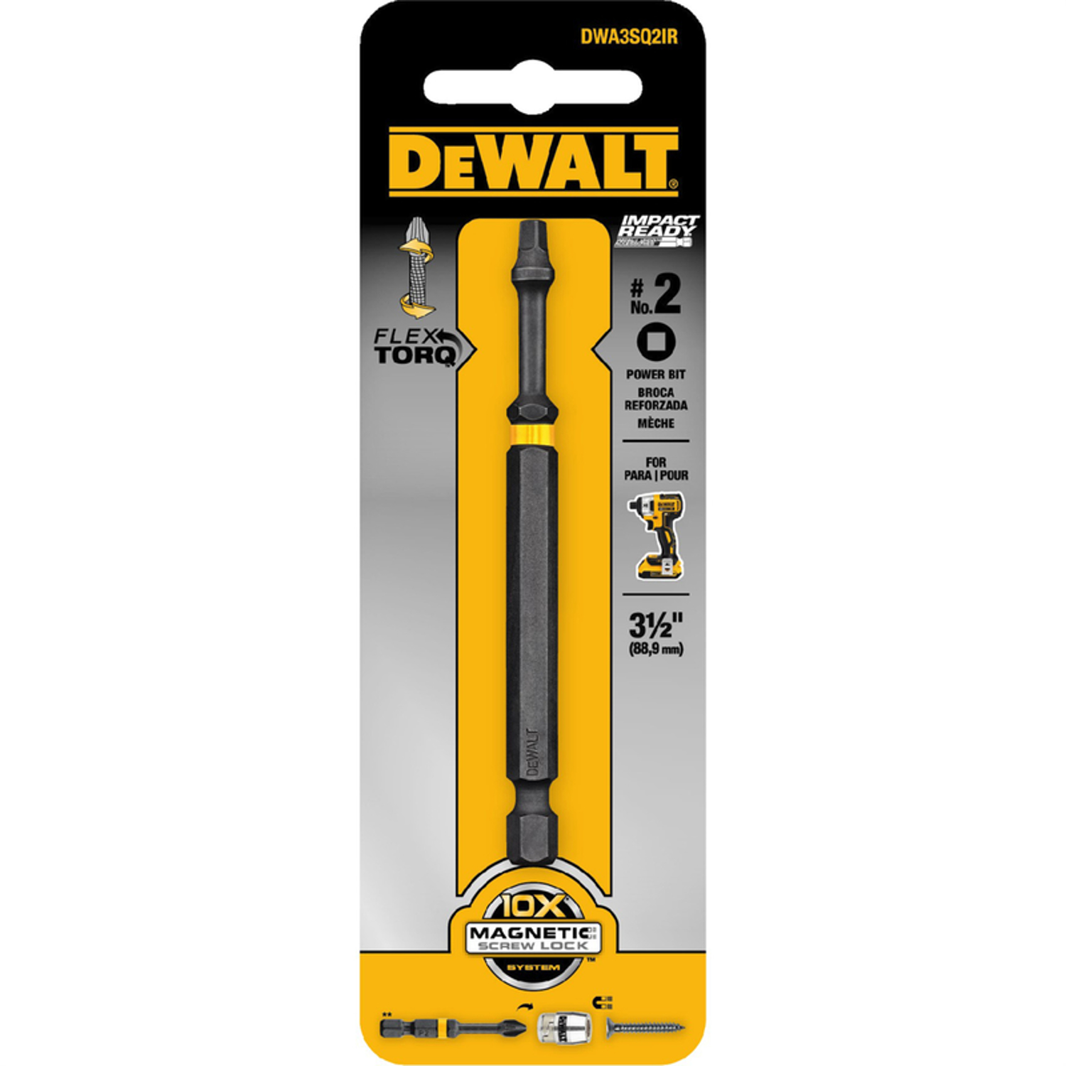 DW Impact Ready Square #2 X 3-1/2 in. L Screwdriver Bit 1 pc