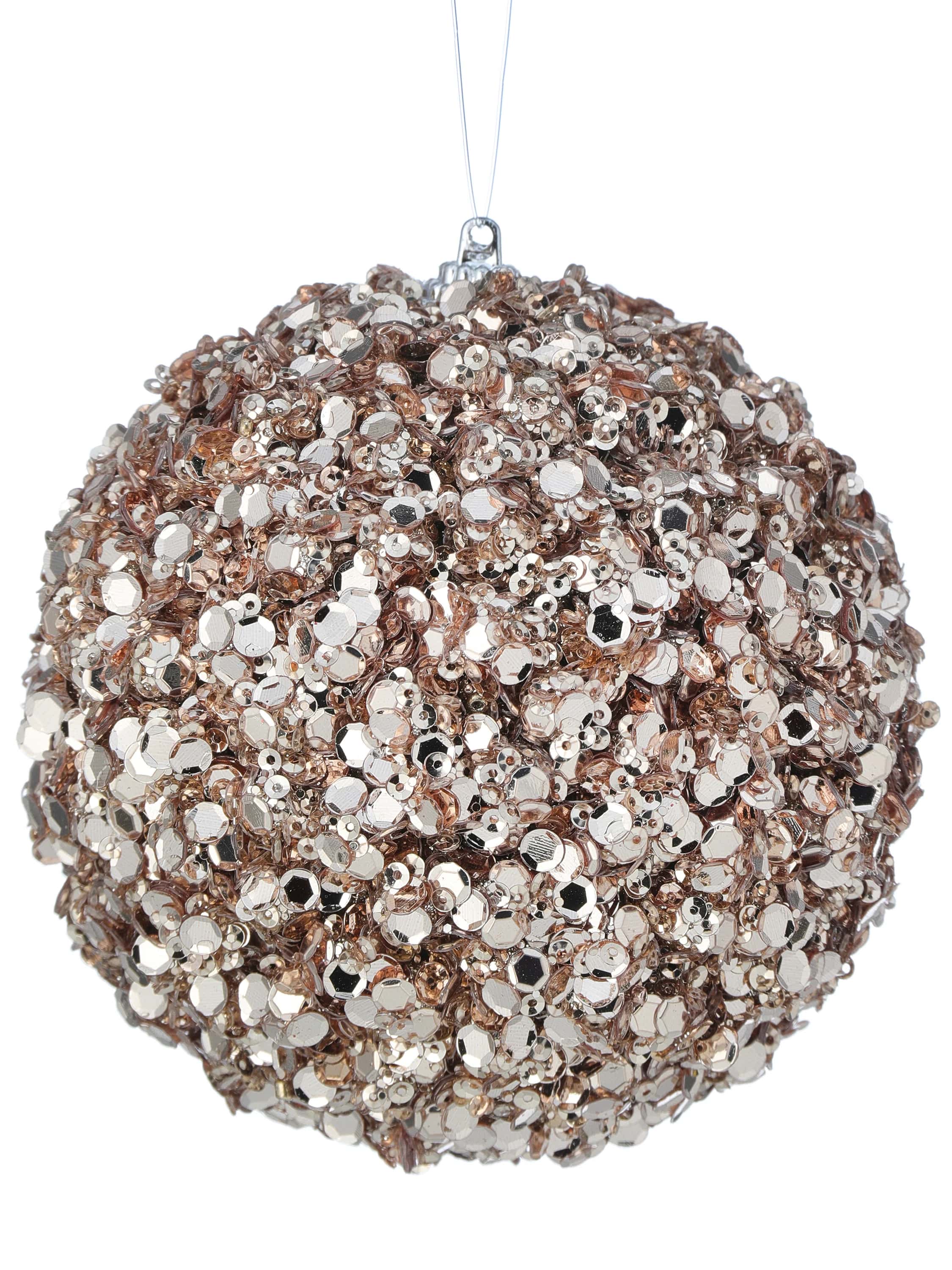 3 Champagne Sequin Ball Set Of 12