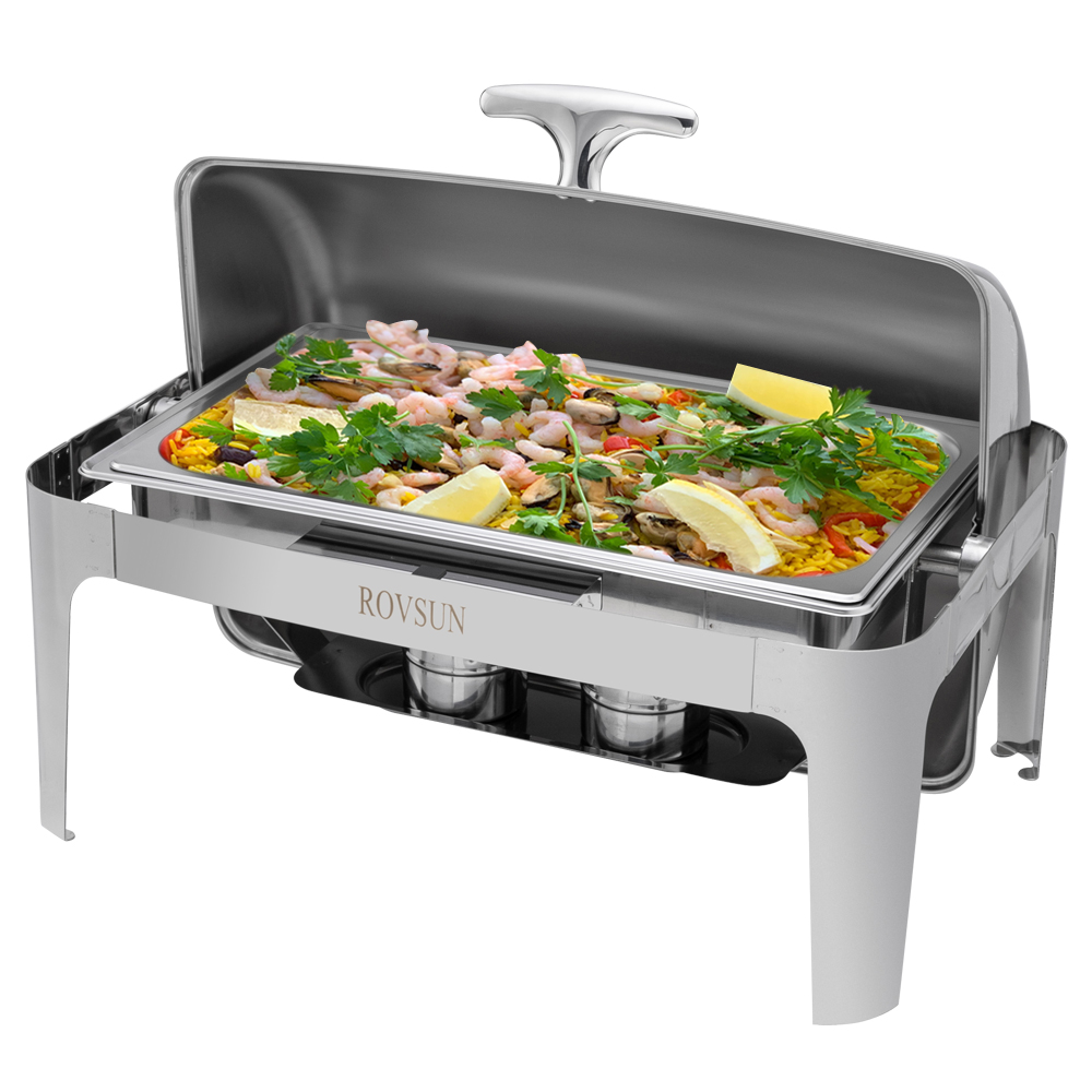 ROVSUN Roll Top Silver Stainless Steel Chafing Dish Buffet Set