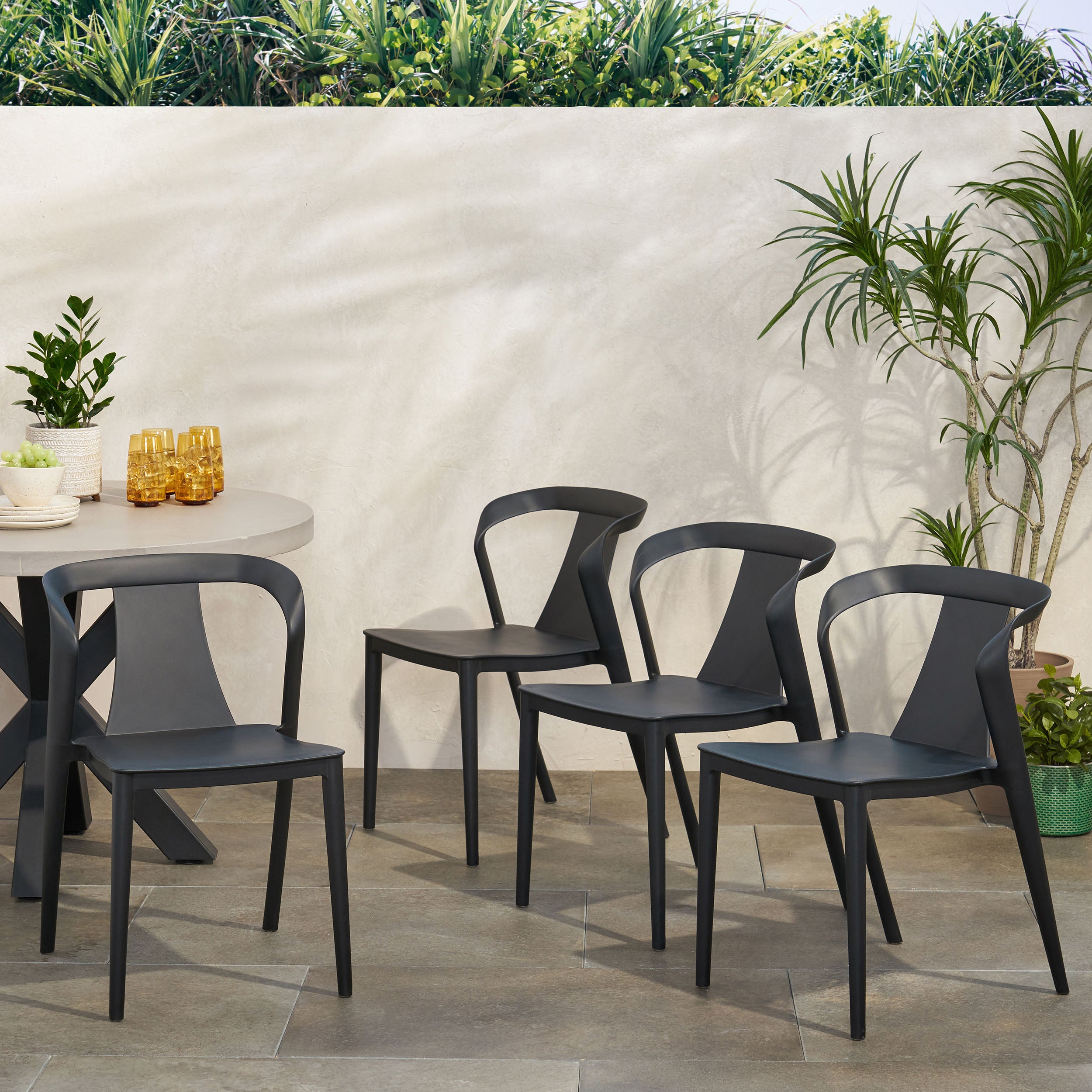 Janely Outdoor Stacking Dining Chair (Set of 4)