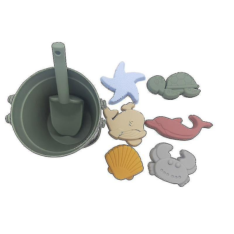 Silicone Beach Toys Wth Silicone Bucket，shovel，sand Molds Tool Set Kids Toy Gift，parent child Game