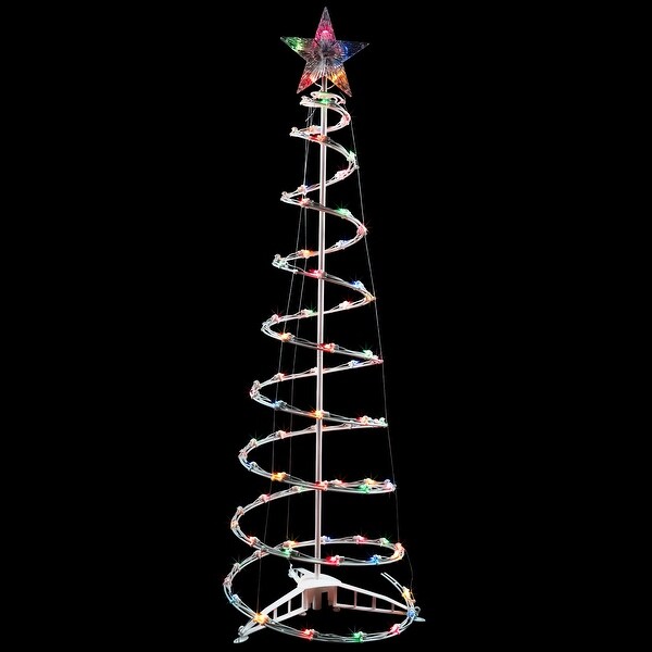 4ft Lighted Spiral Christmas Tree with Star Tree Topper，Multi Lights