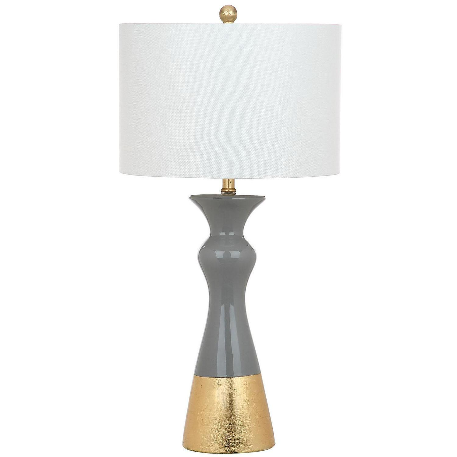 Safavieh Iris 30.5 in. H Mid-Century Table Lamp， Grey/Gold， Set of 2