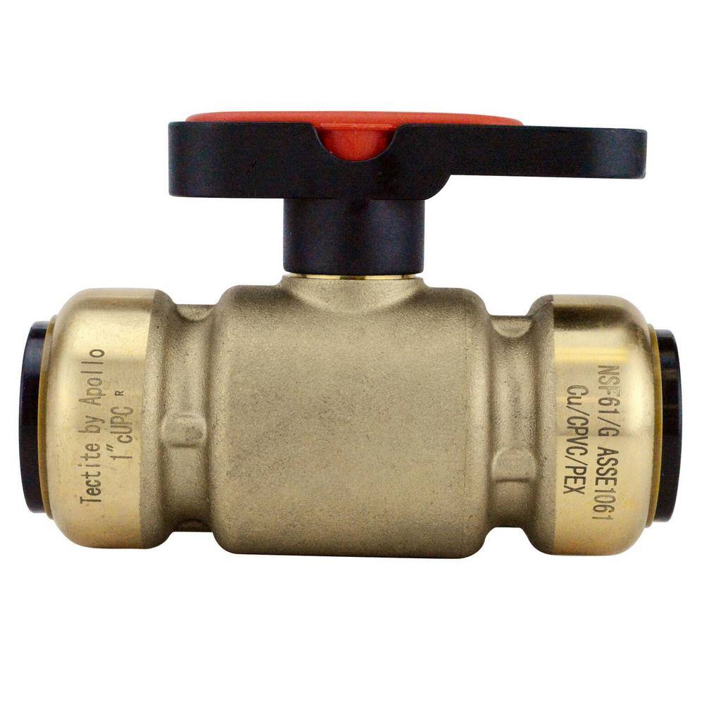 Tectite 1 in. Brass Push-To-Connect Compact Ball Valve with Lockable Handle FSBBV1TX