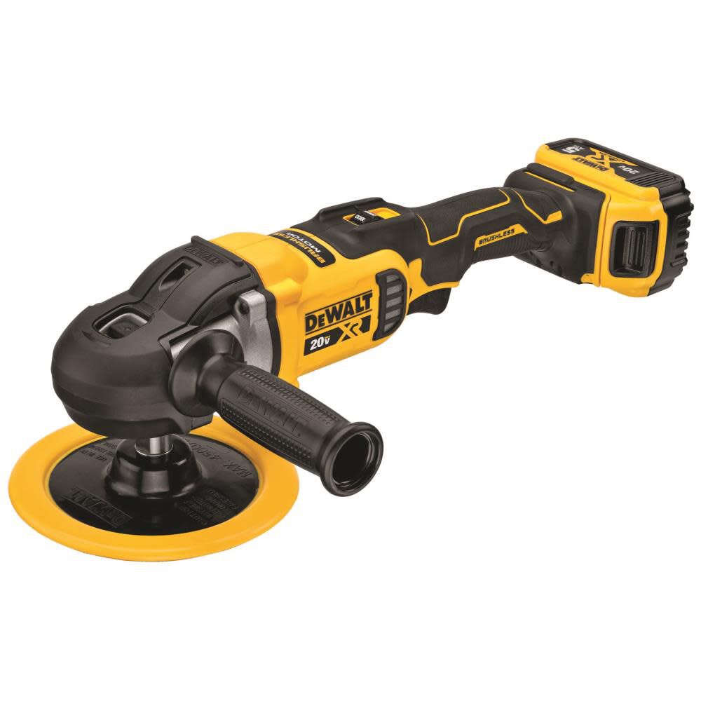 DEWALT 20V MAX* XR 7 in (180mm) Cordless Variable Speed Rotary Polisher Kit DCM849P2 from DEWALT