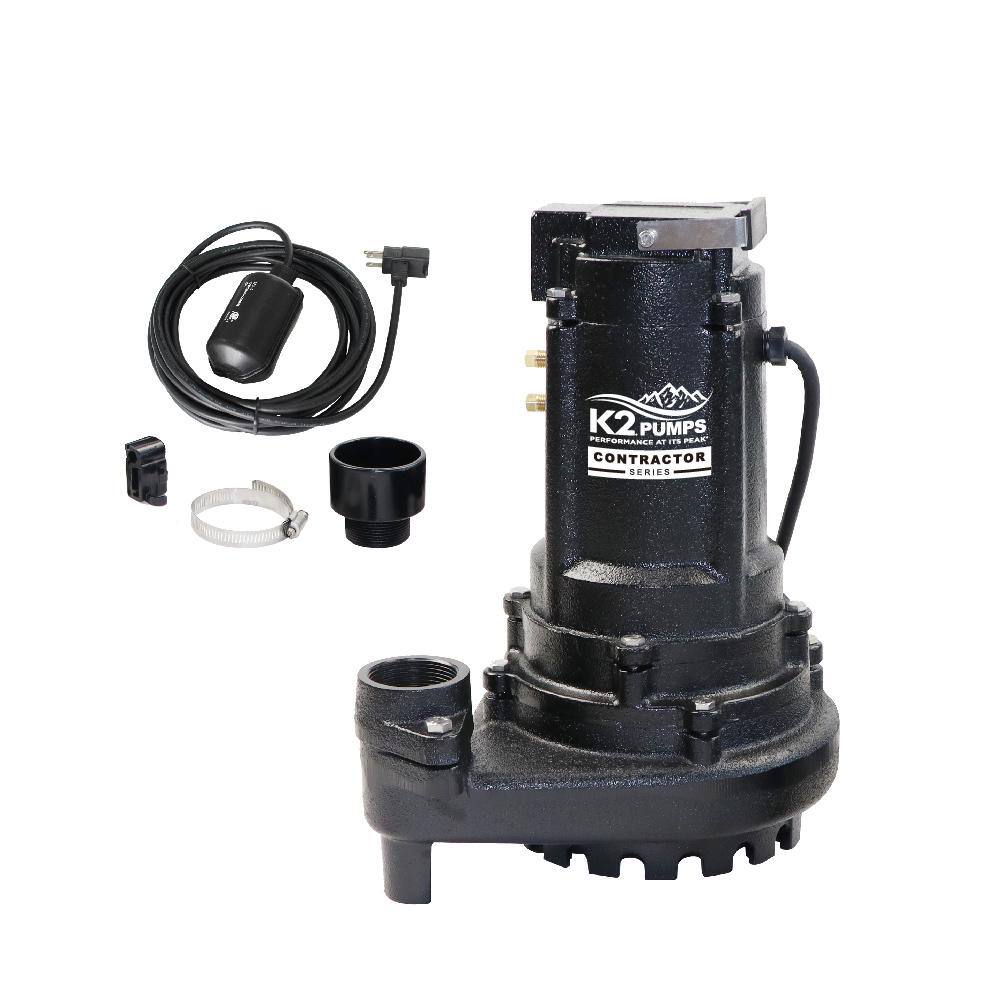 K2 CONTRACTOR 12 hp. Submersible Sump Pump with Piggyback Tethered Switch SPI05008TPK